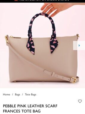 Lulu Guinness Frances Tote – Pebble Pink Leather + Scarf (Sold Out) + Dust Bag